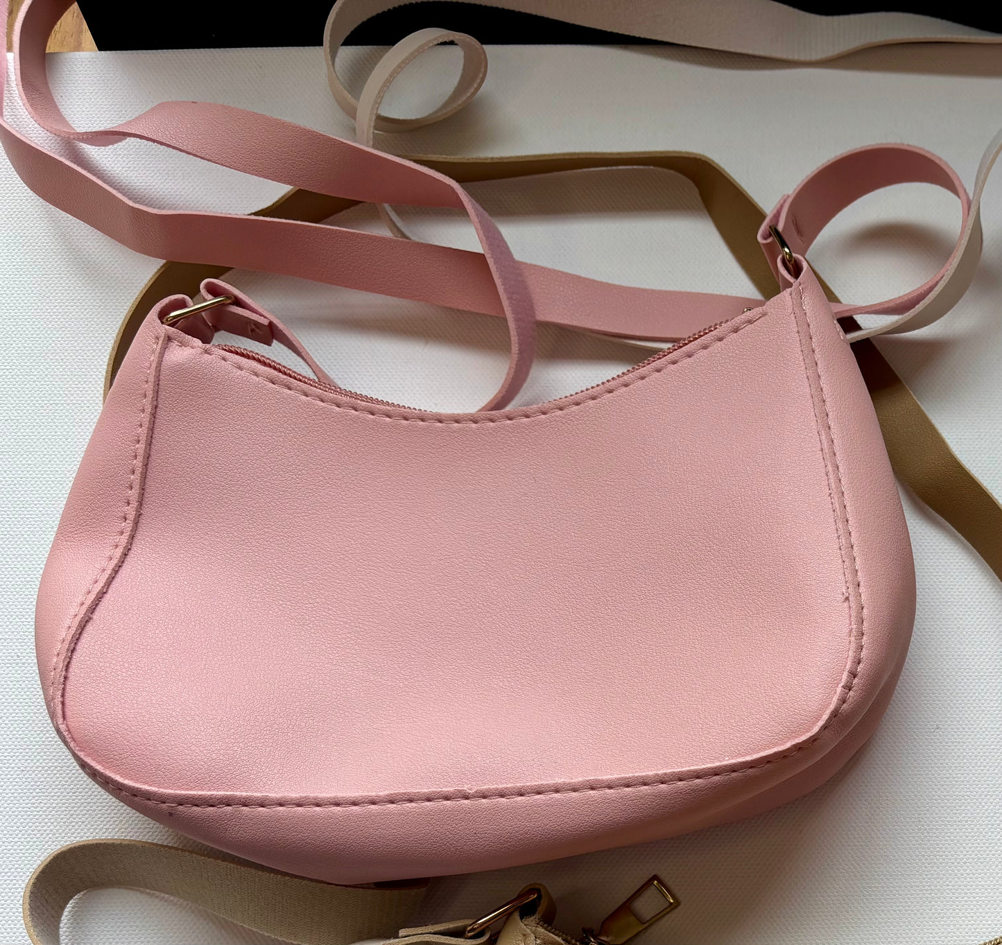 Mini Handbag Cute Simple Design Soft Feel in Pink Beige and White Colors