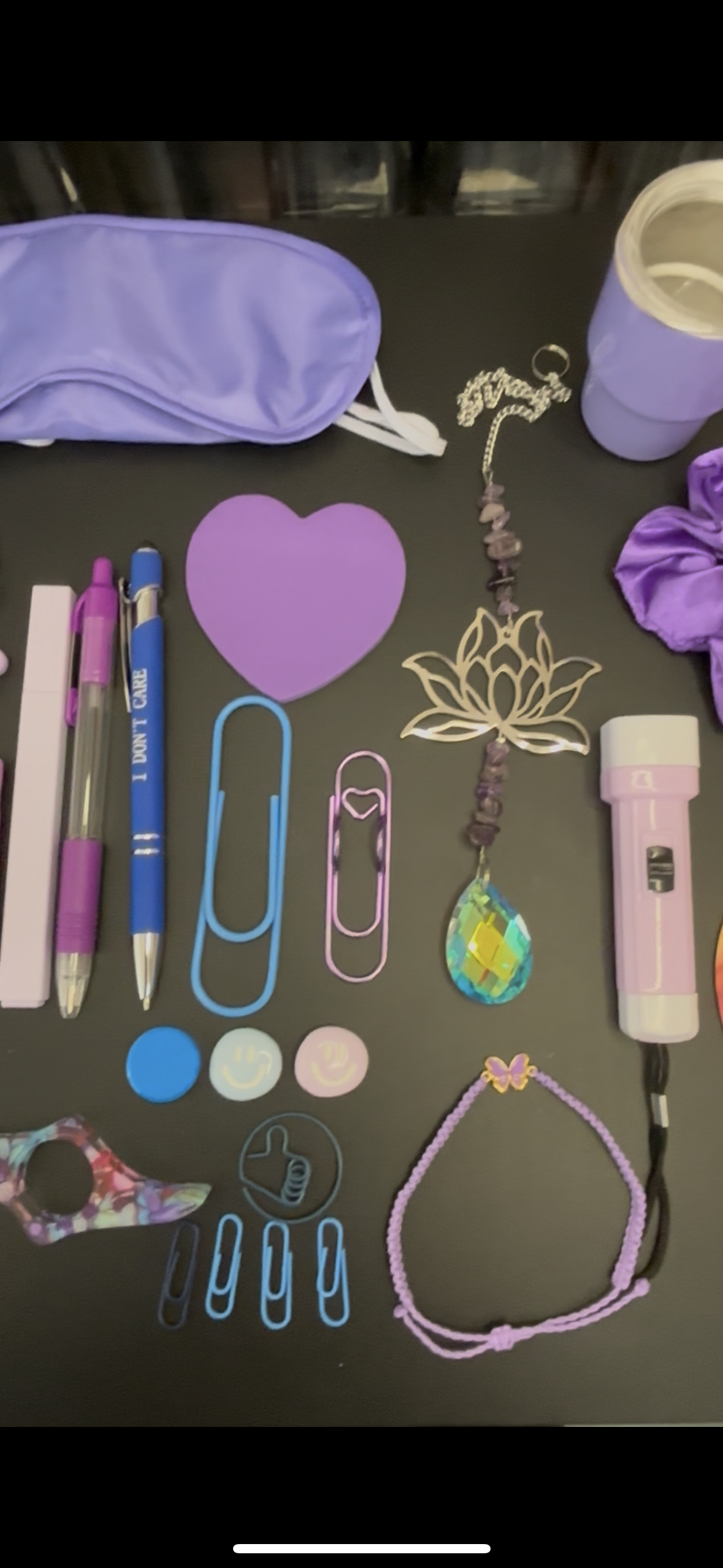 Purple and Blue Stationery Bundle - Includes Pens Clips Bookmarks Stickers Hair Clip & More Self Care Products
