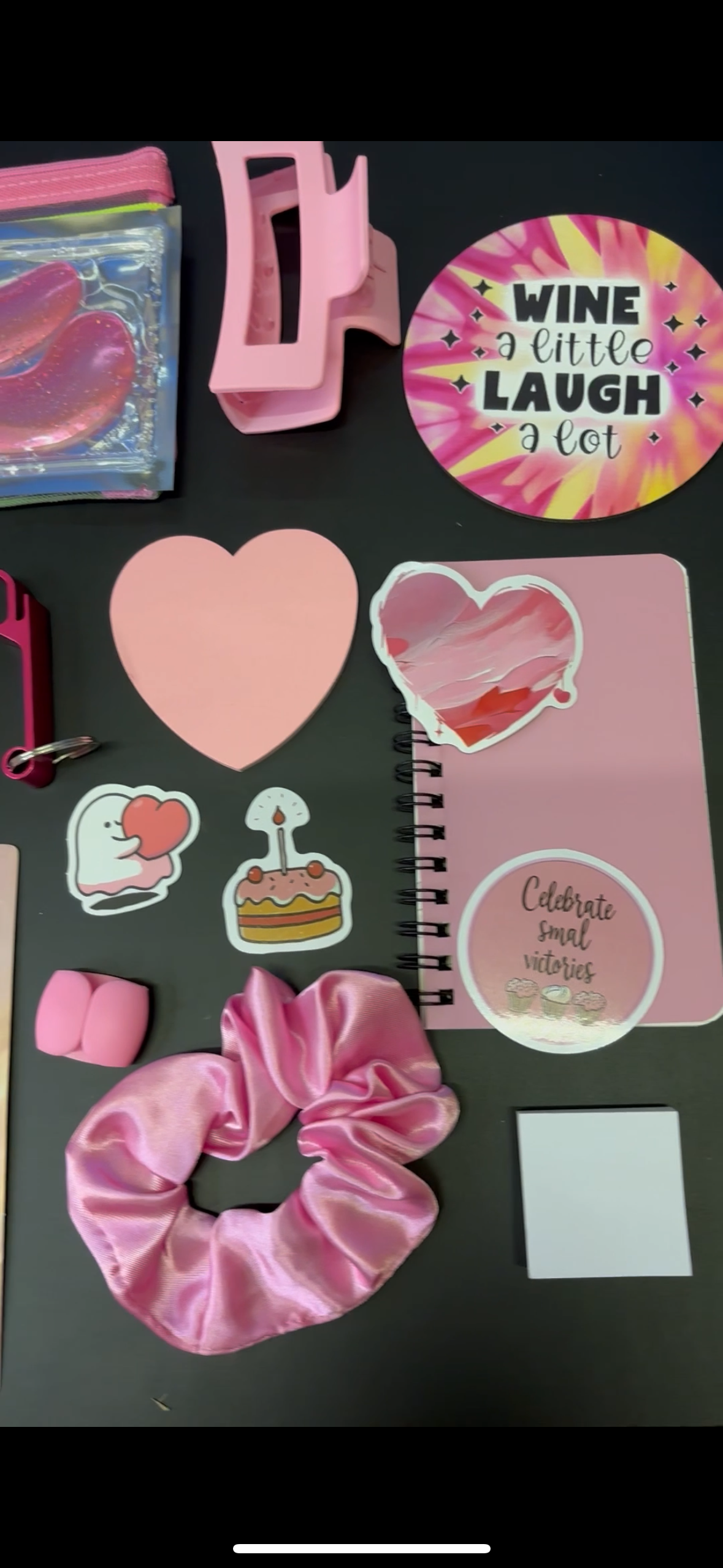 Pink themed stationary and personal care bundle