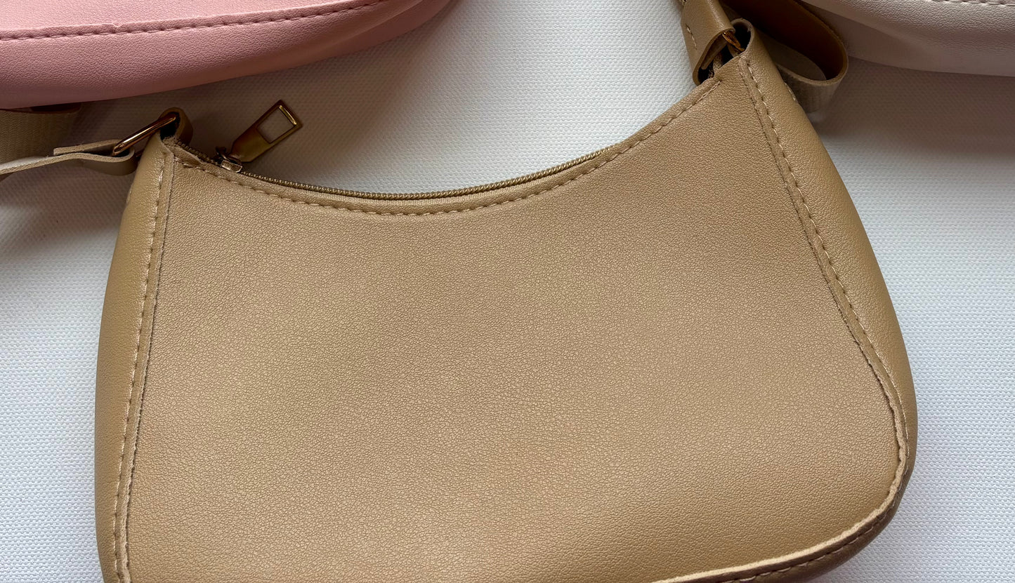 Mini Handbag Cute Simple Design Soft Feel in Pink Beige and White Colors