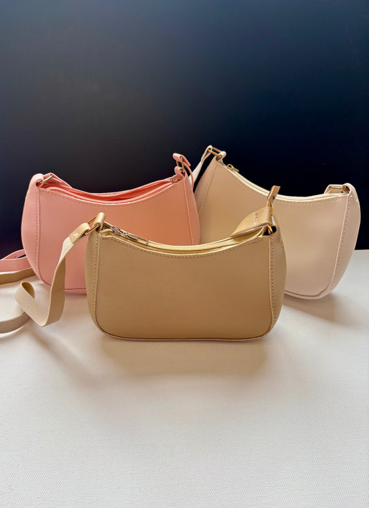 Mini Handbag Cute Simple Design Soft Feel in Pink Beige and White Colors