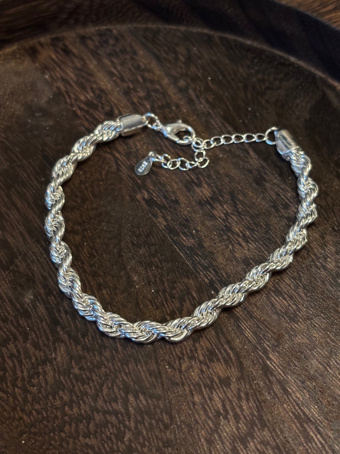 Silver plated S925 Rope Twist Bracelet