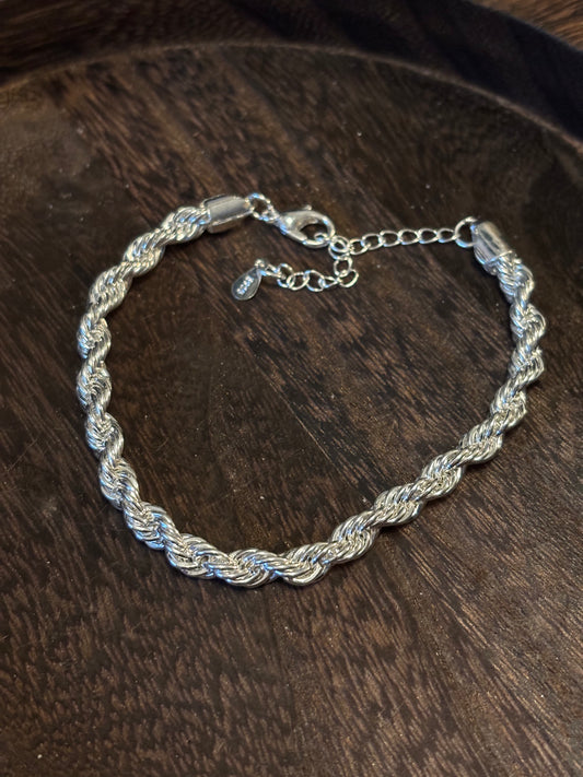 Silver plated S925 Rope Twist Bracelet