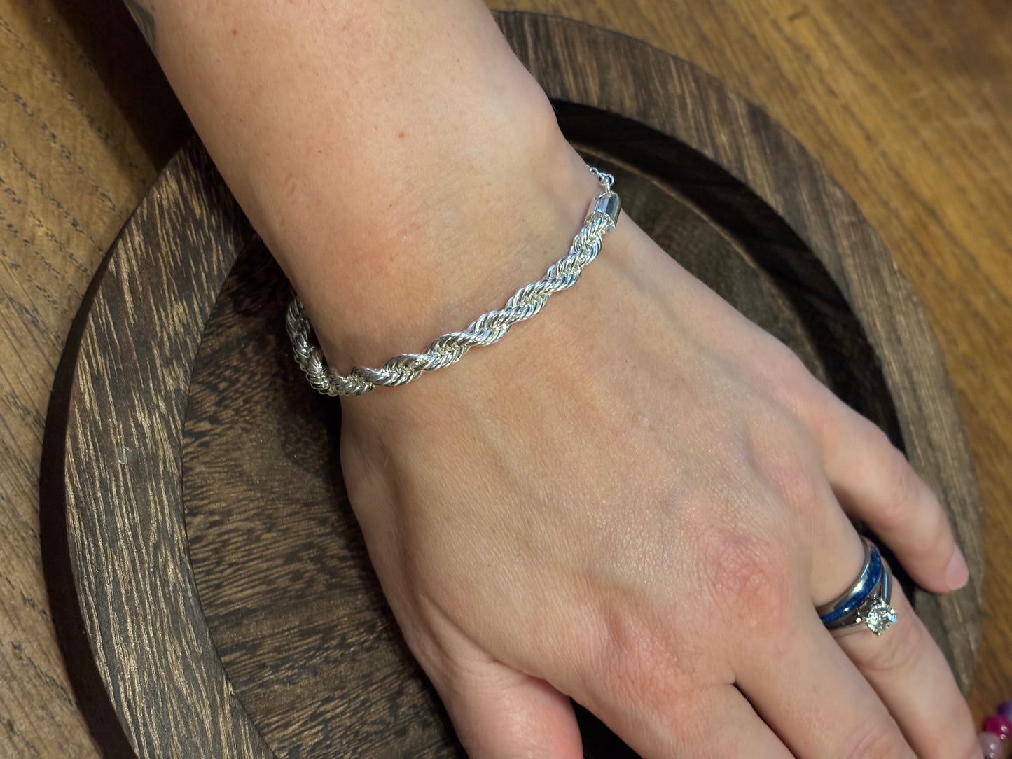 Silver plated S925 Rope Twist Bracelet