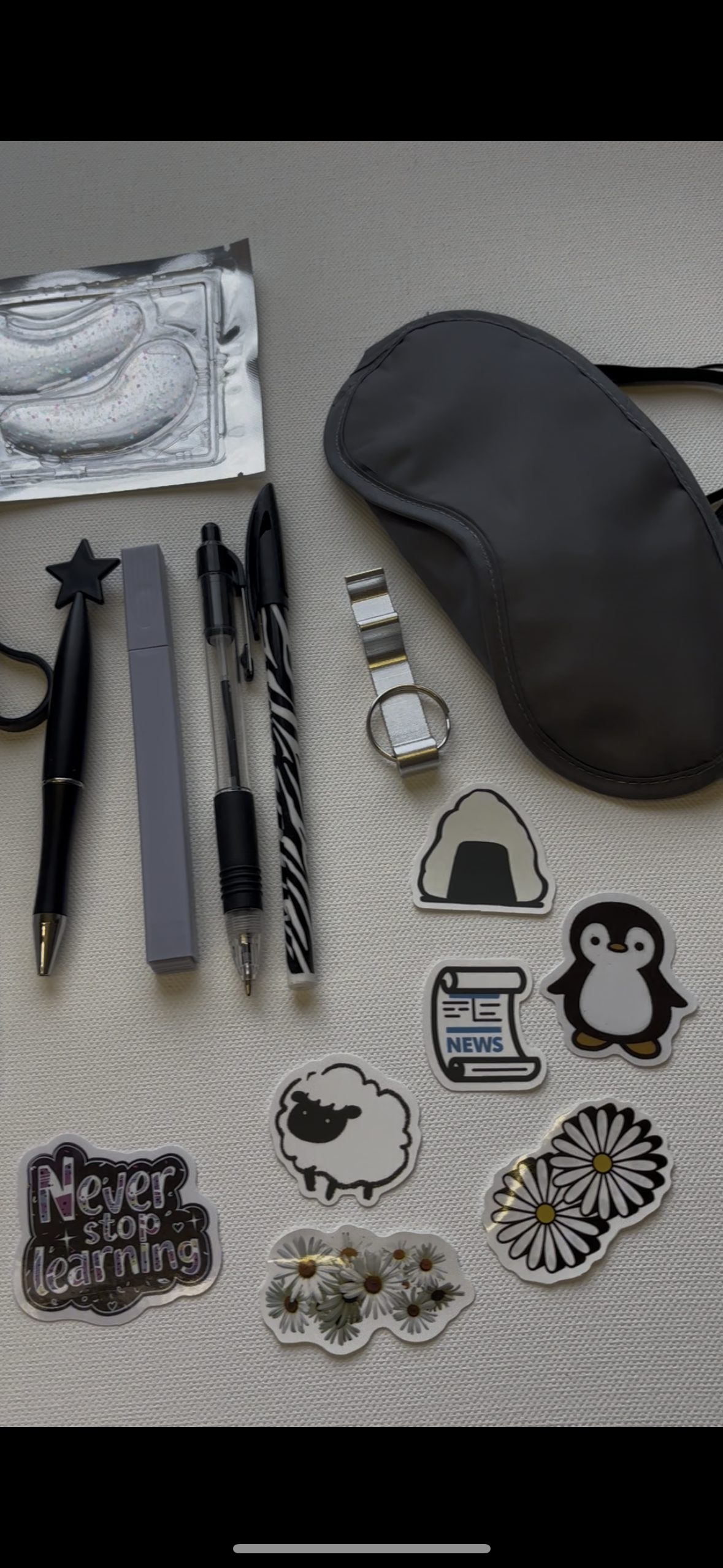 Black White & Grey bundle Gift Set including Stationary and self care products