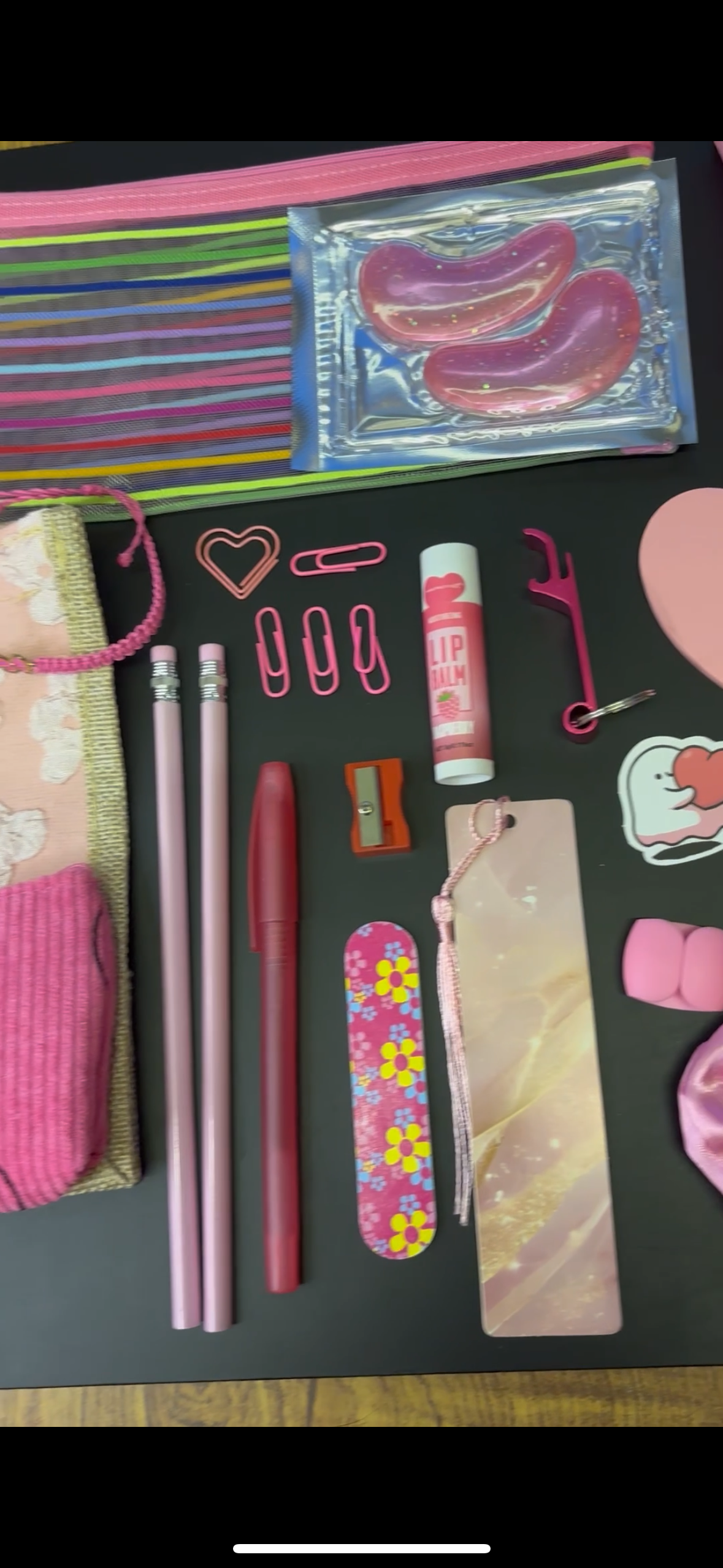 Pink themed stationary and personal care bundle