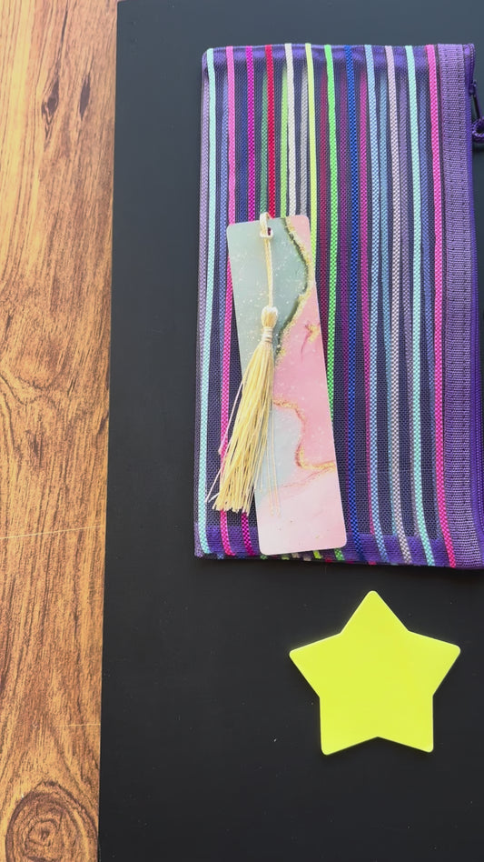 Blue and Yellow Stationery Bundle - Includes Pens Clips Bookmarks Stickers Hair Clip & More Self Care Products