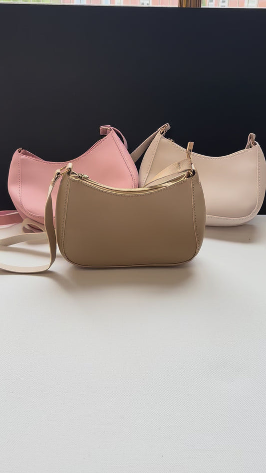 Mini Handbag Cute Simple Design Soft Feel in Pink Beige and White Colors
